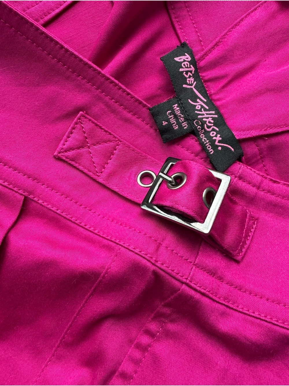 Vintage Betsey Johnson Hot Pink High-Waist Shorts with Silver Buckles